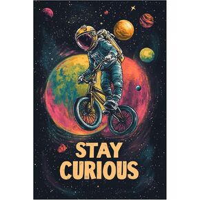 Astronauts-Signs Outer-Space Metal-Arts Universe-Poster, Explore Beyond, Planet Positive Wall Decor Plaque for Boys Kids Nursery, Game room 8 X 12 Inches