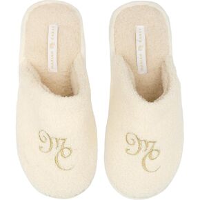 Mariah Carey Unisex Official Fuzzy Christmas Slippers, White, 7-8 US Men