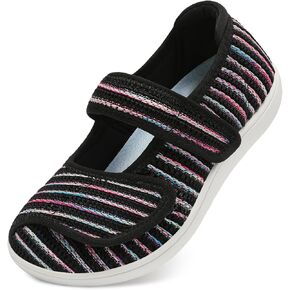 JOINFREE Womens Barefoot Walking Shoes Wide Diabetic Shoes Adjustable Mary Jane Shoes Flats Arthritis Edema Casual Shoes Breathable Slip on Sneakers Indoor Outdoor