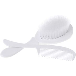 1 Set Baby Comb Brush Nursing Supplies Bathing Washing Hair Soft Bristle Round Tip Safe Head Massage Professional Grooming Newborn Care White #Comb 133cm Brush 14.55.5cm