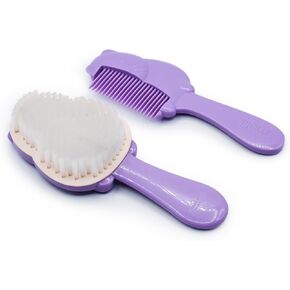 melii 2 Piece Hair Brush and Comb Set for Babies, Toddlers, & Kids, Easy Grip, Fun Designs - Bulldog