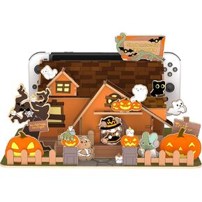 IINE Faceplate Cover for Switch/OLED Dock, Pumpkin Ghost Faceplate Switch/OLED Dock Shell, Halloween Theme DIY Decorations Stand Compatible with Switch/OLED Dock