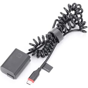 NP-FW50 Dummy Battery AC Power Adapter Kit Continuous Power Supply by Type-C PD/QC Power for Sony A7 A7M2 A7R2 A7S2 A6500 A6300 A6000 A5100 A5000 Cameras