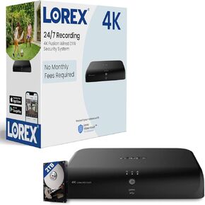 Lorex 4K Fusion Analog 12-Channel (8 Wired and 4 Wi-Fi) 2TB DVR with Smart Motion Detection and No Monthly Fees