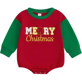 Baby Girl Boy Cute Letter Gingerbread Man Embroidered Sweatshirt Romper Infant Newborn Christmas Outfit
