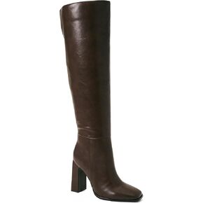 JustFab Knee High Boots Womens Square Toe Chunky Heel Tall Boots for Women High Heel Side Zipper Long Boots - Monrow