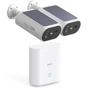 AOSU Solar Security Cameras Wireless Outdoor, 2Mins DIY Installation, No Subscription Cameras for Home Security System, 2K Color Night Vision Spotlight Camera, Local Storage, 5G& 2.4G WiFi, 4 Cam-kit