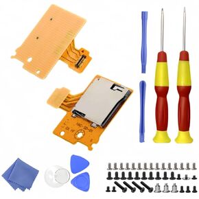 Micro SD Card Reader Replacement for Nintendo Switch TF Memory Card Slot Socket Reader Board Replacement NS Console HAC-SD-01 Repair Part Accessories with Screws and Tools