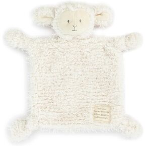 DEMDACO Wrapped in Prayer 12 x 9 Inch Snuggly Soft Polyester Plush Animal Soothing Security Cuddle Blanket Blankie, Curly White Lamb