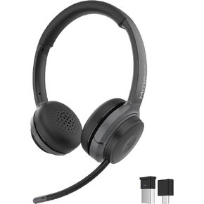 Morpheus 360 Advantage Stereo Wireless Headset with Detachable Boom Microphone - Bluetooth Headphones with 2.4GHz Receiver-Dongle - UC Compatible - 20 Hour Talk-Playtime - USB HS6500SBT