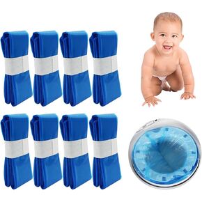 8 Pack Diaper Pail Refill Bags, 14.76ft Diaper Trash Bags Compatible with Genie, Angelcare, Minchkin Nappy Pails, 15pcs Disposable Diaper Bags for Babie's Dirty Nappies, Kitchen, Bathroom