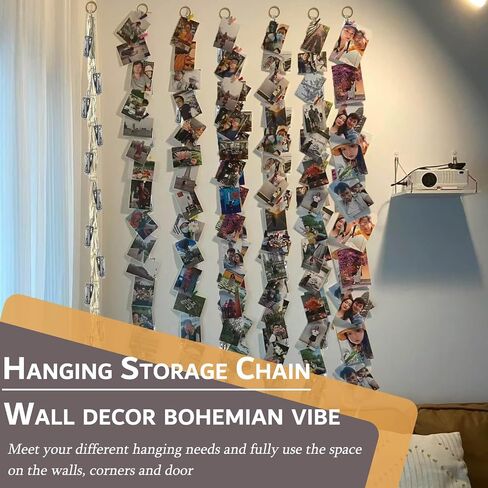 2Pcs Stuffed Animal Storage Chain, Hanging Stuff Animal Organizer, Stuffed Animal Storage Holder with 20 Metal Clips, Stuffed Animal Storage Chain for Boho Bedroom Decor, Room Decor, Room Organization in Saudi Arabia