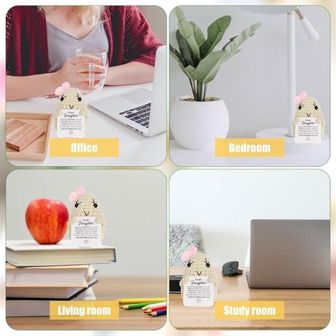 WASTIME Funny Knitted Wool Doll Toy with Positive Card - Creative Cute Mini Crochet Positive Potato Dolls Cheer Up Gift for Family Kids Friends Encouragement Decoration (to My Daughter) in Saudi Arabia