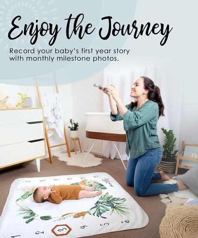 Baby Monthly Milestone Blanket for Baby Boy - - Extra Cosy 46"x46" - - Perfect Monthly Photo Prop to Capture Newborn to 12 Month Growth - - Unisex in Saudi Arabia