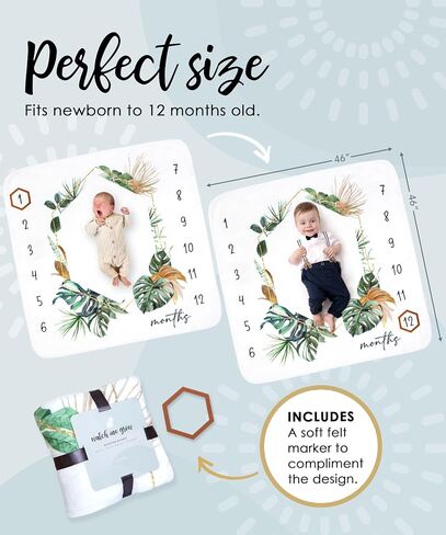 Baby Monthly Milestone Blanket for Baby Boy - - Extra Cosy 46"x46" - - Perfect Monthly Photo Prop to Capture Newborn to 12 Month Growth - - Unisex in Saudi Arabia