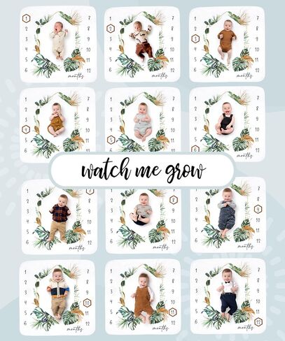 Baby Monthly Milestone Blanket for Baby Boy - - Extra Cosy 46"x46" - - Perfect Monthly Photo Prop to Capture Newborn to 12 Month Growth - - Unisex in Saudi Arabia