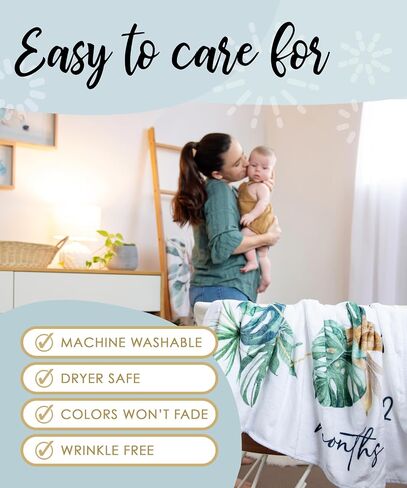 Baby Monthly Milestone Blanket for Baby Boy - - Extra Cosy 46"x46" - - Perfect Monthly Photo Prop to Capture Newborn to 12 Month Growth - - Unisex in Saudi Arabia