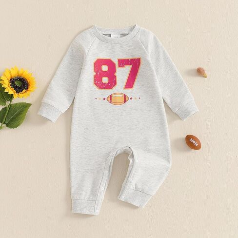 Newborn Baby Boy Girl Football Outfit Go Birds Embroidery Romper Long Sleeve One Piece Jumpsuit Fall Winter Clothes in Saudi Arabia
