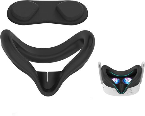 Esimen VR Silicone Mask Face Cover for Meta Quest 3S Accessories, Face Pad Cushion, Lens Protector, Nose Guard, Sweatproof, Washable, Lightproof, Anti-Leakage (Black) in Saudi Arabia