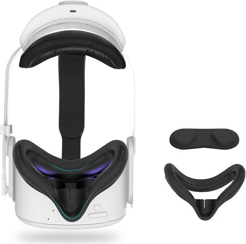 Esimen VR Silicone Mask Face Cover for Meta Quest 3S Accessories, Face Pad Cushion, Lens Protector, Nose Guard, Sweatproof, Washable, Lightproof, Anti-Leakage (Black) in Saudi Arabia