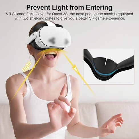 Esimen VR Silicone Mask Face Cover for Meta Quest 3S Accessories, Face Pad Cushion, Lens Protector, Nose Guard, Sweatproof, Washable, Lightproof, Anti-Leakage (Black) in Saudi Arabia