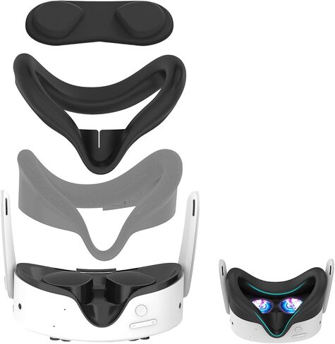 Esimen VR Silicone Mask Face Cover for Meta Quest 3S Accessories, Face Pad Cushion, Lens Protector, Nose Guard, Sweatproof, Washable, Lightproof, Anti-Leakage (Black) in Saudi Arabia