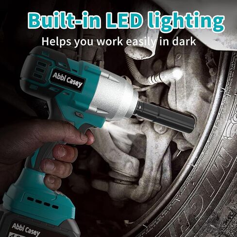 Cordless Impact Wrench 1/2 inch, Brushless Power Impact Gun, 590Ft-lbs(800N.m) & 3000 RPM Electric Impact Wrench, 2x 4.0Ah Battery with Fast Charger, 6 Impact Sockets, Drill Chuck, Electric Drill Set in Saudi Arabia