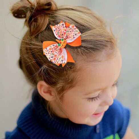 Thanksgiving Hair Accessories Headband Thanksgiving Day Turkey Hair Bow Clips Headwear for Baby Girls Autumn Party TSFJ18 (Orange Dot Set) in Saudi Arabia