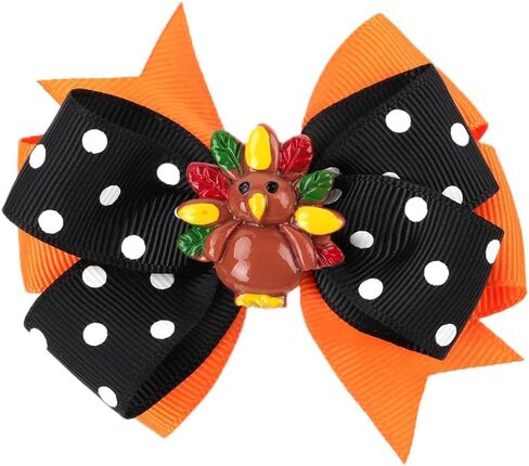 Thanksgiving Hair Accessories Headband Thanksgiving Day Turkey Hair Bow Clips Headwear for Baby Girls Autumn Party TSFJ18 (Orange Dot Set) in Saudi Arabia