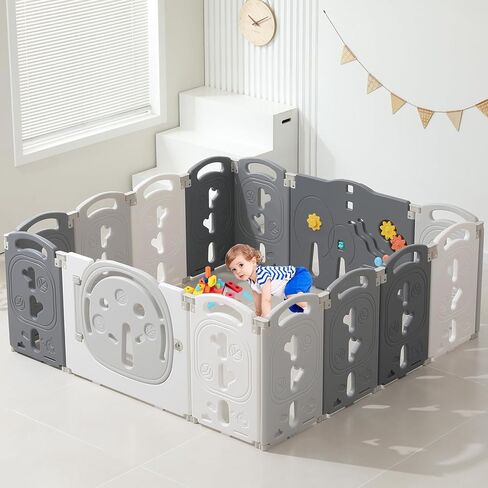 Baby Playpen,Foldable Playpen for Babies and Toddlers,Kids Activity Centre Safety Play Yard,Safety Gates for Indoor&Outdoor,Toddler Fence Play Area,Portable, Educational, 14 Panels in Saudi Arabia