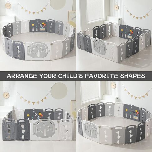 Baby Playpen,Foldable Playpen for Babies and Toddlers,Kids Activity Centre Safety Play Yard,Safety Gates for Indoor&Outdoor,Toddler Fence Play Area,Portable, Educational, 14 Panels in Saudi Arabia