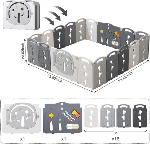 Baby Playpen,Foldable Playpen for Babies and Toddlers,Kids Activity Centre Safety Play Yard,Safety Gates for Indoor&Outdoor,Toddler Fence Play Area,Portable, Educational, 14 Panels in Saudi Arabia