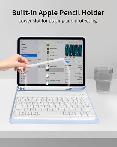 حافظة لجهاز iPad الجيل العاشر مع لوحة مفاتيح مقاس 10.9 بوصة 2022، غطاء لوحة مفاتيح رفيع وخفيف لاسلكي قابل للفصل مع حامل أقلام لجهاز iPad الجيل العاشر الجديد، النوم/الاستيقاظ التلقائي (رمادي) in Saudi Arabia