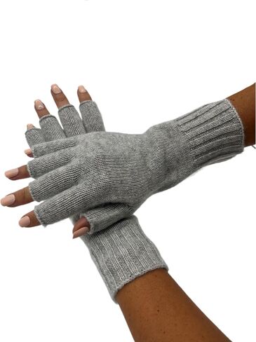 Cashmere Luxe 100% Cashmere Essential Fingerless Glove - Ebony in Saudi Arabia