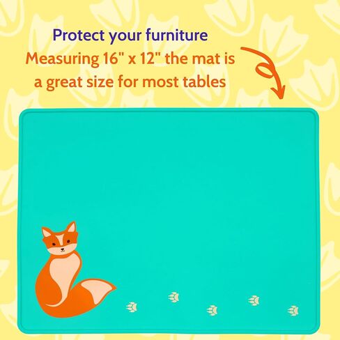 Silly Goose Silicone Placemat for Babies and Toddlers, Cute Fox Design, Stain Resistant, Non-Slip Table Setting Placemat for Dining, Dishwasher Friendly in Saudi Arabia