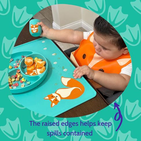 Silly Goose Silicone Placemat for Babies and Toddlers, Cute Fox Design, Stain Resistant, Non-Slip Table Setting Placemat for Dining, Dishwasher Friendly in Saudi Arabia