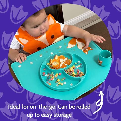 Silly Goose Silicone Placemat for Babies and Toddlers, Cute Fox Design, Stain Resistant, Non-Slip Table Setting Placemat for Dining, Dishwasher Friendly in Saudi Arabia