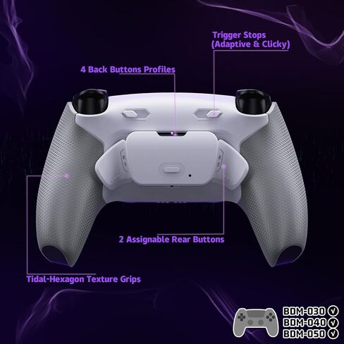 eXtremeRate RISE Plus MAX Back Paddles Kit with Clicky Trigger Stops & Rubberized Grip for PS5 Controller BDM-030 040 050, Remappable Back Buttons Kit for PS5 Controller - Clear Gray - NO Controller in Kuwait