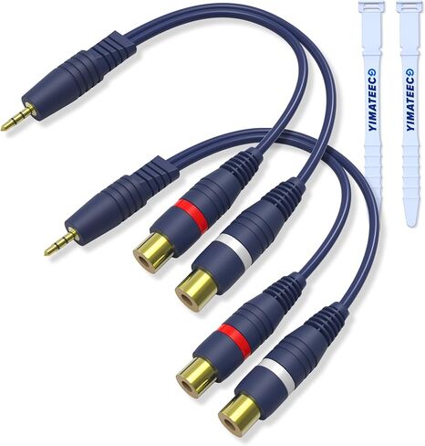 مقسم RCA 1 أنثى إلى 2 ذكر، 2 حزمة RCA Y Splitter RCA كابل الصوت والفيديو Cinch Y كابل تمديد لمضخم الصوت، مكبر الصوت، مكبرات الصوت، المسرح المنزلي (كابل RCA Y 15 سم) in Saudi Arabia