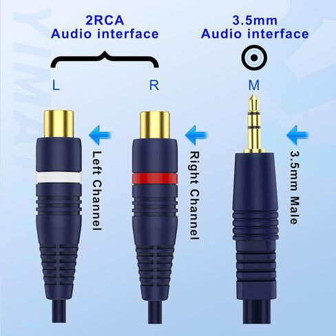 مقسم RCA 1 أنثى إلى 2 ذكر، 2 حزمة RCA Y Splitter RCA كابل الصوت والفيديو Cinch Y كابل تمديد لمضخم الصوت، مكبر الصوت، مكبرات الصوت، المسرح المنزلي (كابل RCA Y 15 سم) in Saudi Arabia