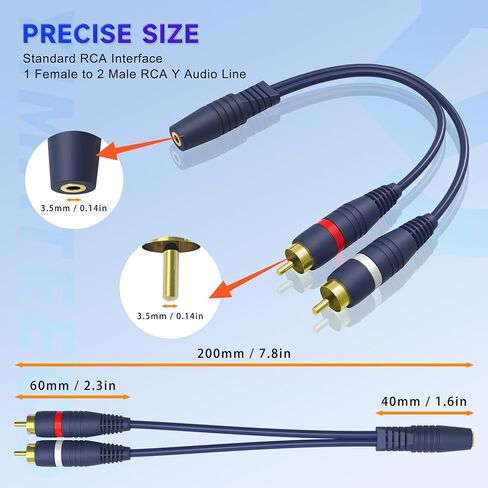مقسم RCA 1 أنثى إلى 2 ذكر، 2 حزمة RCA Y Splitter RCA كابل الصوت والفيديو Cinch Y كابل تمديد لمضخم الصوت، مكبر الصوت، مكبرات الصوت، المسرح المنزلي (كابل RCA Y 15 سم) in Saudi Arabia