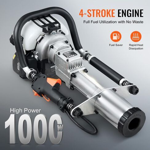 VEVOR 52cc Gas-Powered T Post Driver, 2-Stroke Engine Gasoline Fence Piling Pounder, 1300W Portable Piledriver with 3 Post Driving Head(49/69/100 mm), For Farm, Ranch Fencing, Road Improvements in Saudi Arabia