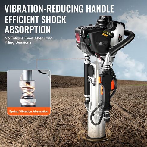 VEVOR 52cc Gas-Powered T Post Driver, 2-Stroke Engine Gasoline Fence Piling Pounder, 1300W Portable Piledriver with 3 Post Driving Head(49/69/100 mm), For Farm, Ranch Fencing, Road Improvements in Saudi Arabia
