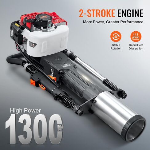 VEVOR 52cc Gas-Powered T Post Driver, 2-Stroke Engine Gasoline Fence Piling Pounder, 1300W Portable Piledriver with 3 Post Driving Head(49/69/100 mm), For Farm, Ranch Fencing, Road Improvements in Saudi Arabia