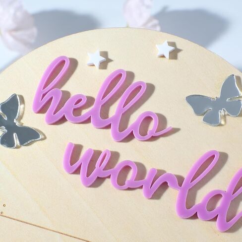 Ylsteed Baby Announcement Signs Baby Name Sign Wooden Hello World Newborn Sign Baby Birth Announcement Sign Newborn Photography Props Baby Shower Hospital Nursery for Boy and Girl in Saudi Arabia