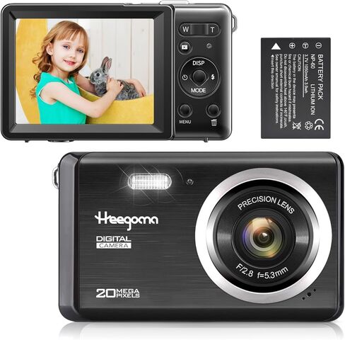 كاميرا رقمية، كاميرا FHD 1080P للأطفال، كاميرات رقمية بدقة 30 ميجابكسل، شاشة 2.8 بوصة، تكبير 18X، كاميرا رقمية صغيرة مدمجة عتيقة للأطفال الأولاد والبنات باللون الأسود in Kuwait