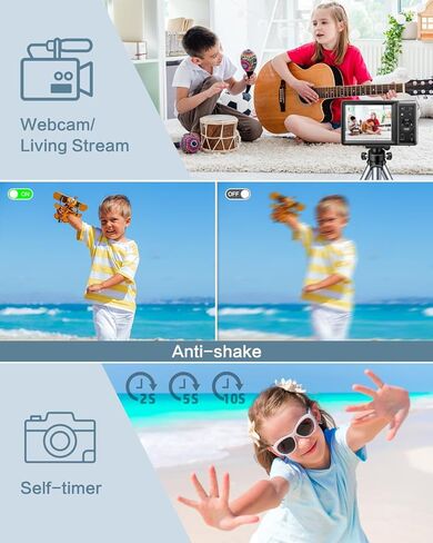 كاميرا رقمية، كاميرا FHD 1080P للأطفال، كاميرات رقمية بدقة 30 ميجابكسل، شاشة 2.8 بوصة، تكبير 18X، كاميرا رقمية صغيرة مدمجة عتيقة للأطفال الأولاد والبنات باللون الأسود in Kuwait