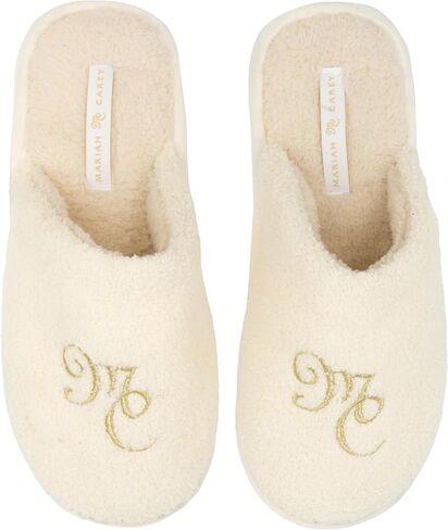 Mariah Carey Unisex Official Fuzzy Christmas Slippers, White, 7-8 US Men in Saudi Arabia