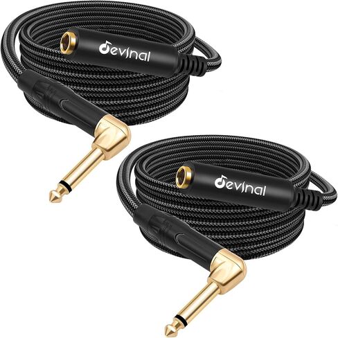 Devinal Right Angle 1/4 Inch TS Male to 1/4 Inch TS Female Cable, 6.35mm Mono Connector Patch Extension Adapter Best for V Shape Guitar 1 FT 2 pcs in Saudi Arabia