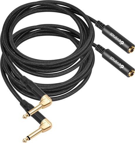 Devinal Right Angle 1/4 Inch TS Male to 1/4 Inch TS Female Cable, 6.35mm Mono Connector Patch Extension Adapter Best for V Shape Guitar 1 FT 2 pcs in Saudi Arabia